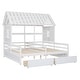 preview thumbnail 5 of 11, Twin Size House Platform Beds with Two Drawers Shared Beds, Combination of 2 Twin Size Beds