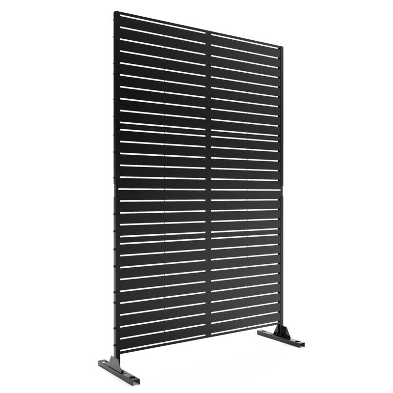 Outdoor Pattern Privacy Metal Screen Patio Garden Fence Panel - Black-1 - 014-Horizontal Stripe