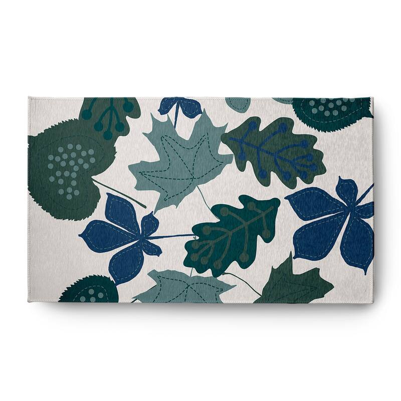 Fall Leaves Fall Design Chenille Area Rug - 3' x 5' - Green