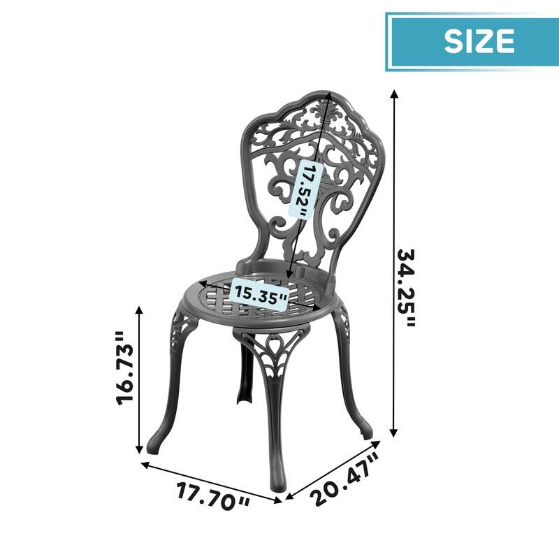 Black Aluminum Patio Outdoor Dining Chair (2-Pack)