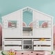 preview thumbnail 2 of 26, Full Size House-shaped Loft Bed with House Roof Frame Skylight Windows 4 Storage Drawers Guardrails and Stairs for Kids' Room