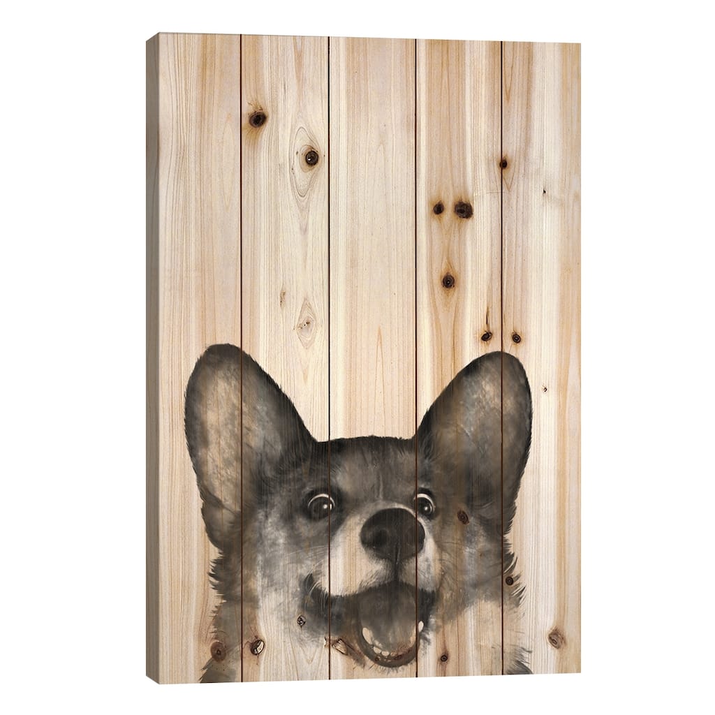 Corgi Print On Wood by Laura Graves - Multi-Color