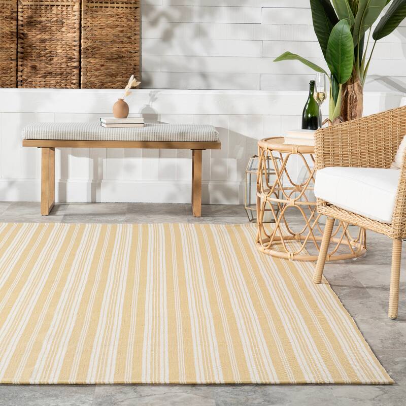 Home Conservatory Ticking Stripe Handwoven Indoor/Outdoor Area Rug
