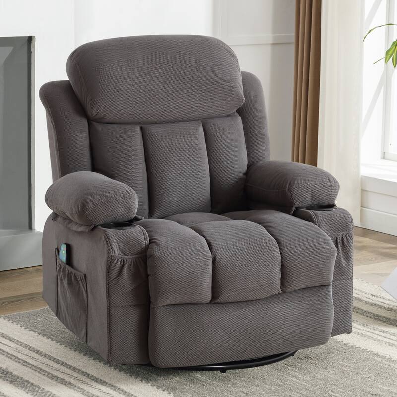 Swinging Recliner Massage Heated Sofa with USB, Cup Holders, Side Pockets, Eight Acupoint Massage