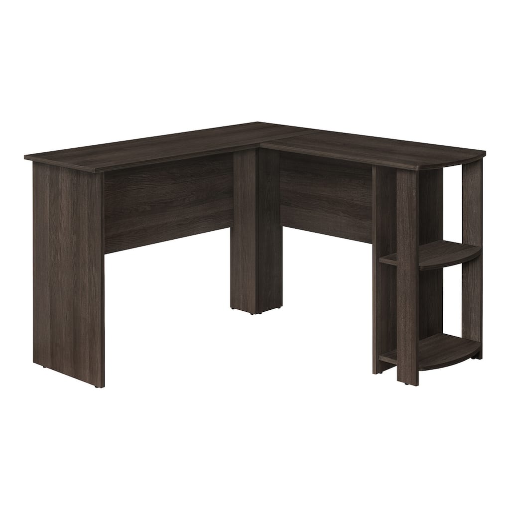 Computer Desk, Home Office, Corner, Storage Shelves, 48"l, L Shape, Work, Laptop, Brown Laminate, Contemporary, Modern