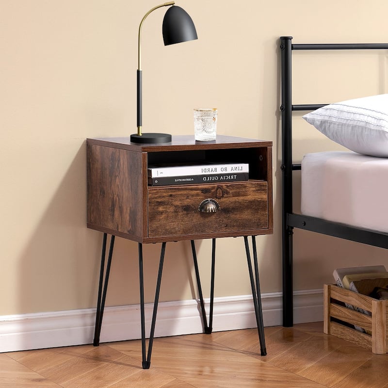 VECELO Mid-century Modern 1-drawer Wood Nightstand