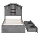 preview thumbnail 47 of 49, Wood Platform Bed Frame with 2 Drawers and 5 Storage Shelves