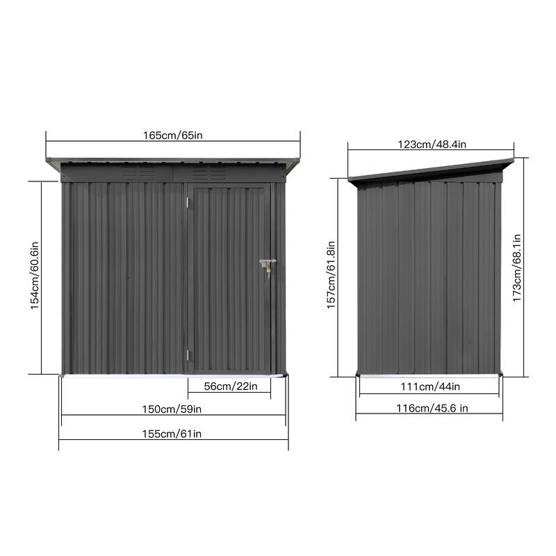 GDFStudio - Metal Garden Shed 5ft x 4ft Outdoor Storage Shed with Hinged Door and Padlock