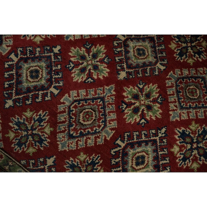 Hand Knotted Oriental 100% Wool Carpet Traditional All-Over Red Kazak Area Rug - 5' 11'' X 4' 2''