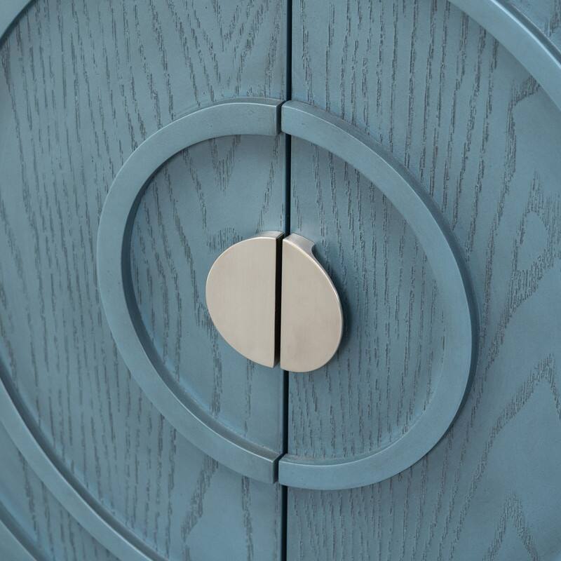 Storage Cabinet with Doors and Adjustable Shelves, Retro Sideboard Buffet Cabinet with Circular Groove Design Metal Door Handle