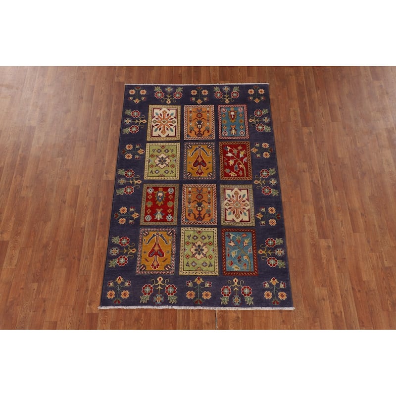 Garden Design Traditional Kazak Rug Hand-Knotted Wool Carpet - 4'1" x 6'4"