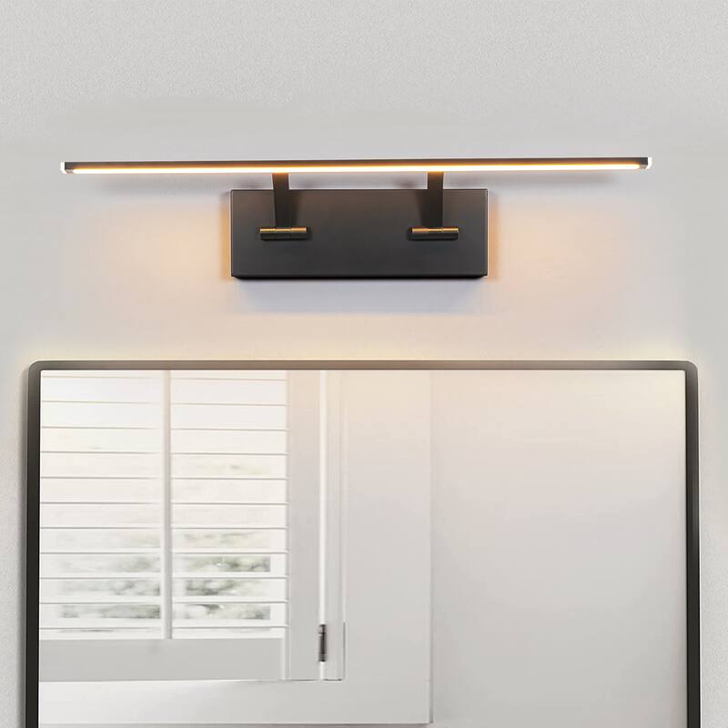 Modern 1-Light Industrial Matte Black Linear Adjustable Integrated Dimmable LED Vanity Light/ Picture Light - 29.5 in. W