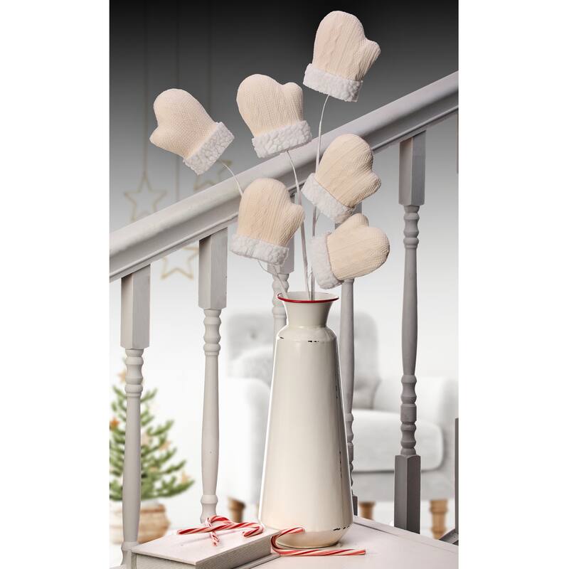 26" Knitted Fur Mitten Spray Set of 3