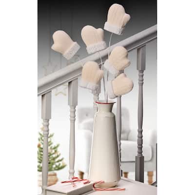 26" Knitted Fur Mitten Spray Set of 3