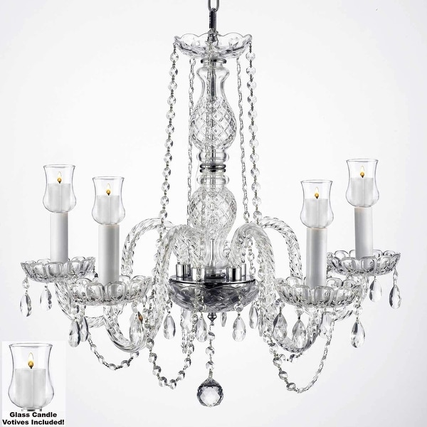 Crystal Chandelier Lighting With Candle Votives For Indoor/Outdoor Use