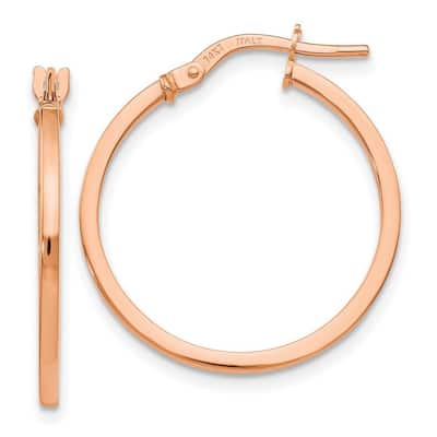 Curata 14k Rose Gold 2x23mm Polished Classic Hoop Earrings