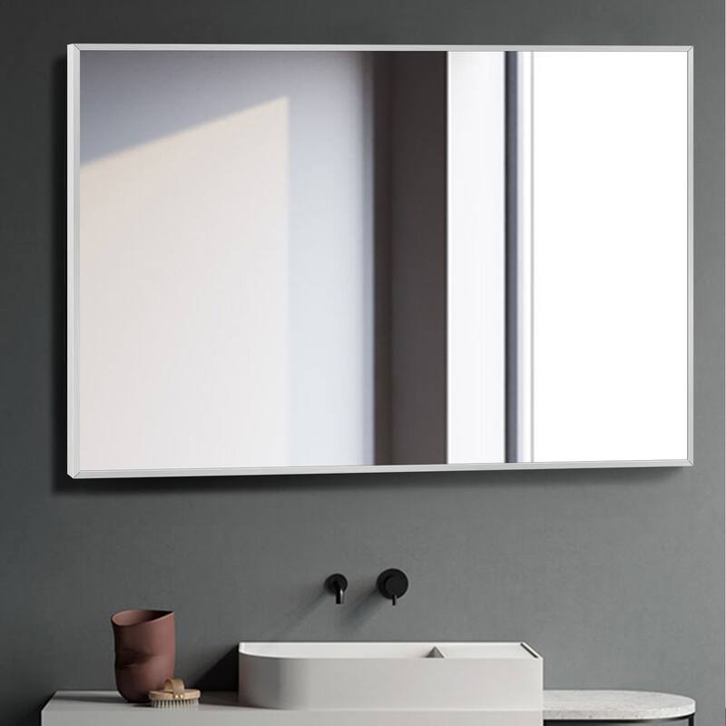 HomeRoots 36" Gold Metal Framed Bathroom Vanity Mirror - Silver