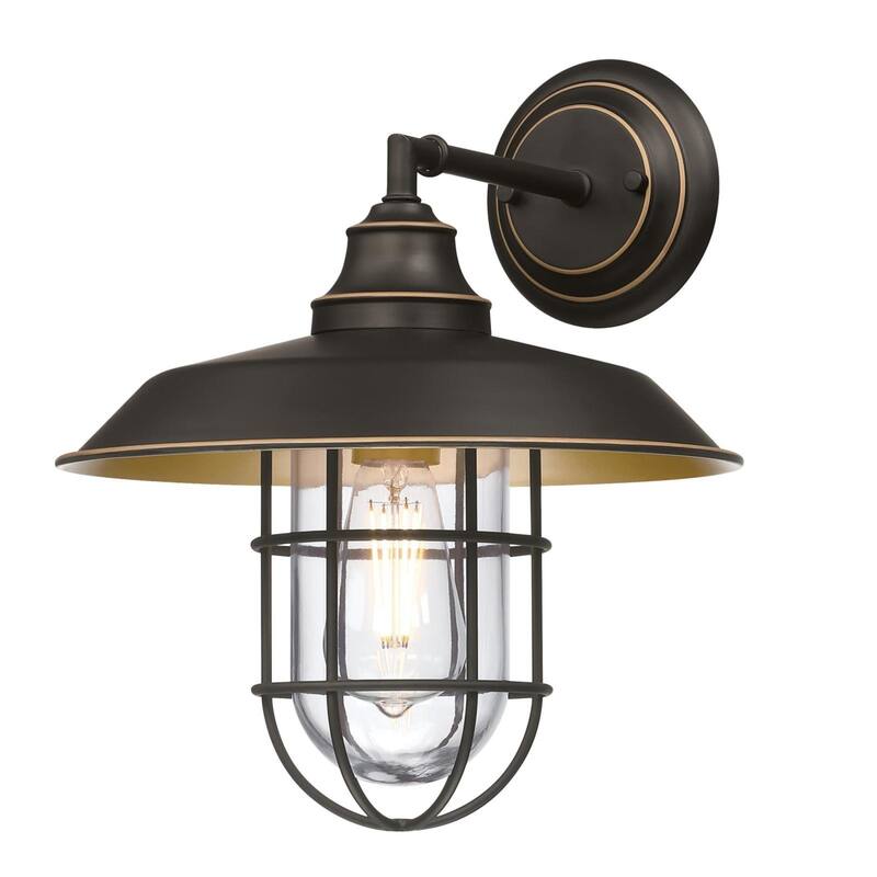 Westinghouse Lighting Iron Hill One Light Outdoor Wall Fixture, Black-Bronze Finish with Highlights, Clear Glass - 12-Inch Shade