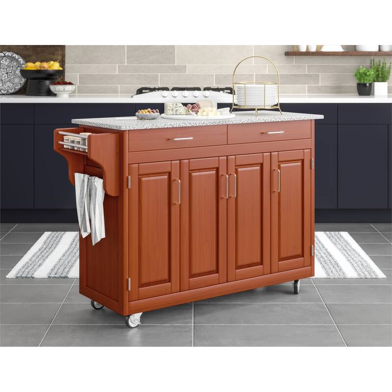 Homestyles Create-A-Cart Brown Wood Kitchen Cart - 49" x 18" x 35" - Kitchen Cart - Granite/Marble - Brown