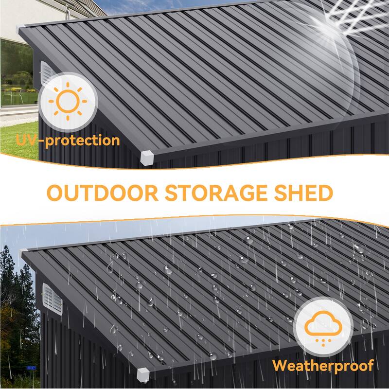 4' x 8' Shed Outdoor Storage Shed with Triple Lockable Door