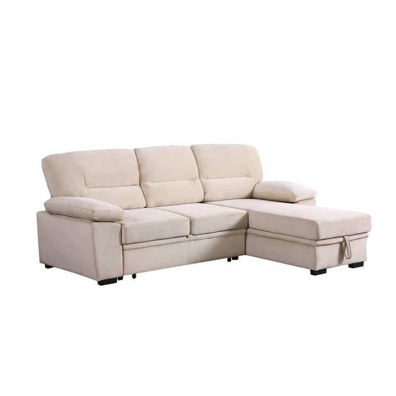 Kipling Velvet Reversible Sleeper Sectional Sofa Chaise