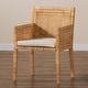 preview thumbnail 10 of 9, Karis Rattan Dining Chair - Handwoven Wicker Armchair with Mahogany Wood, Coastal Boho Style Indoor Seating