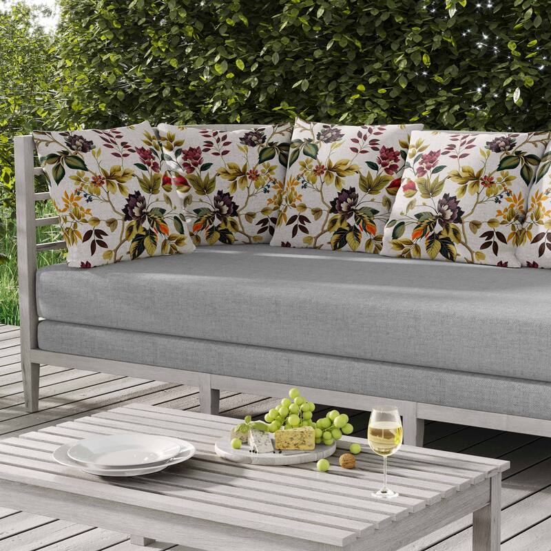 Majestic Gardens Indoor/Outdoor Reversible Throw Pillow White and Yellow