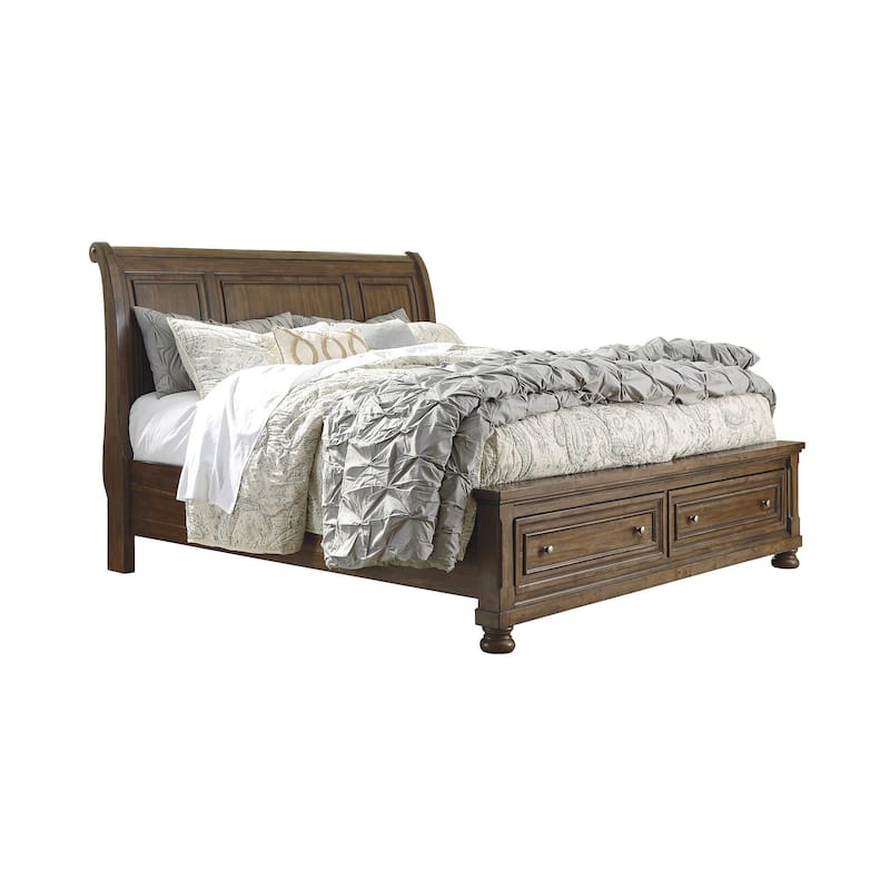 Flynnter Medium Brown Sleigh Storage Bed.