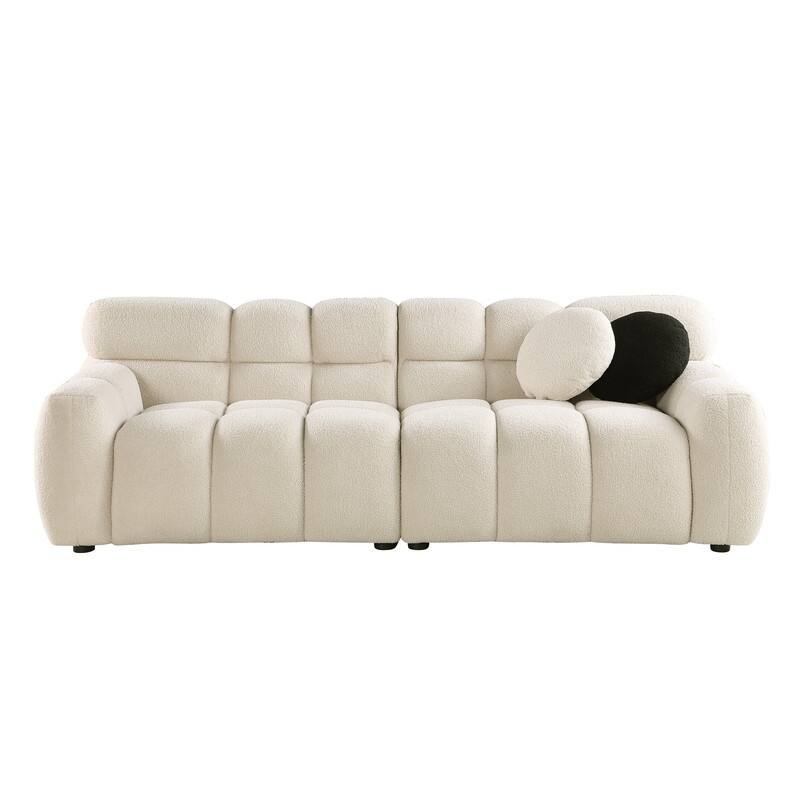 Two Sizes Of Teddy Velvet Upholstered Sofa