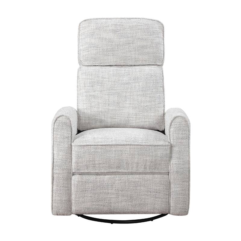 Leox Manual Recliner Chair, 30 Inch, Light Gray Boucle, 360 Swivel