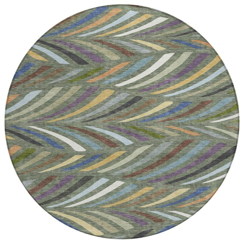 Machine Washable Indoor/ Outdoor Modern Feather Chantille Rug