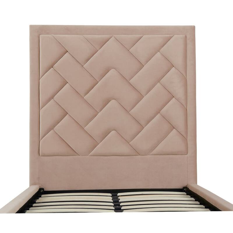 Manhattan Comfort Crosby Modern Velvet Upholstered Bed