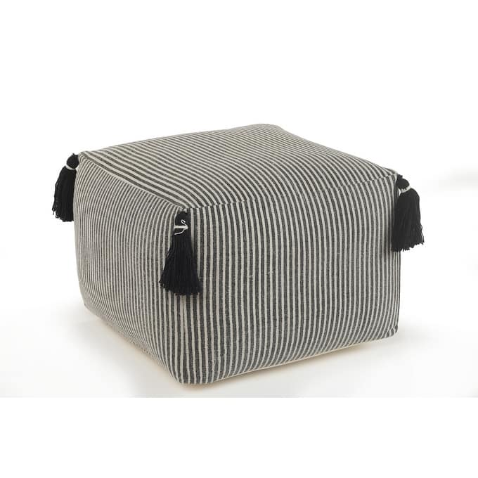 HomeRoots 18" Gray 100% Cotton Ottoman
