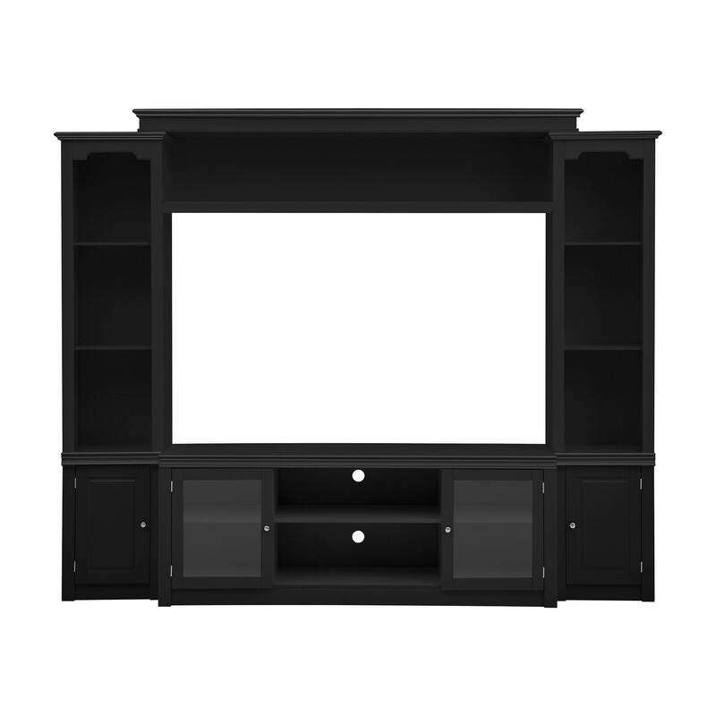 Modern Entertainment Center Wall Unit for TVs up to 65",70.87" TV Console Unit with Bookshelves & Tempered Glass Doors
