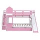 preview thumbnail 54 of 64, Full over Full Size Solid Wood Castle Style Bunk Bed with Drawers and Slide