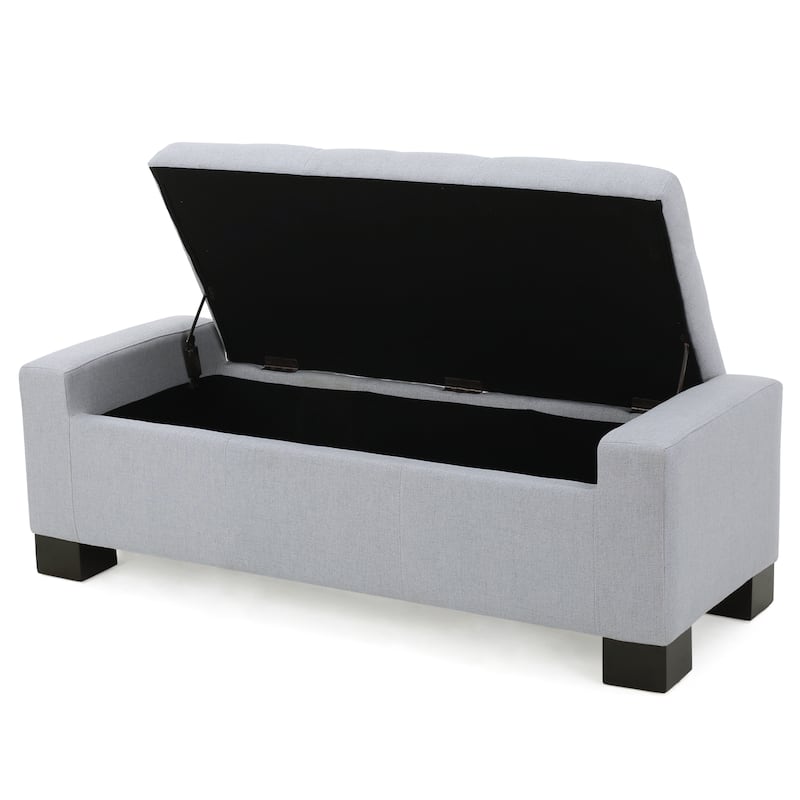 50.25" Storage Bench, Storage Ottoman Bench with Safety Hinge, Upholstered Entryway Bench with Seating for Bedroom