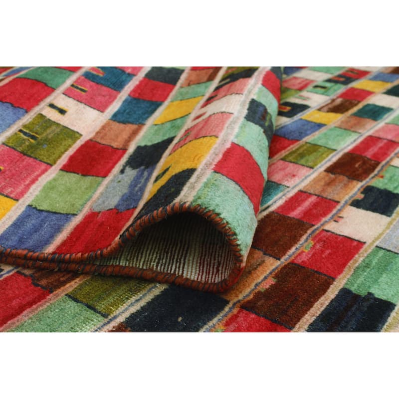 Vintage Distressed Lima Red/Beige Rug - 5'8" x 9'4"