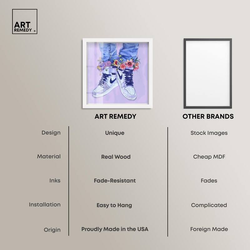 Lilac Floral Bloom Sneakers Shadowbox by Art Remedy