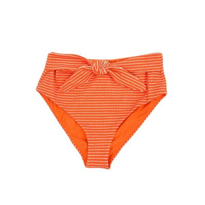 Jonathan Simkhai Women's Seersucker High Waist Bikini Bottom (L, Chili Stripe)