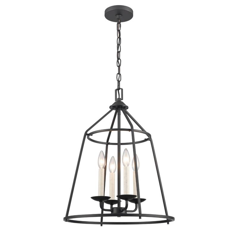 Ellisville 17.25-inch Wide 4-Light Chandelier in Antique Cream - 17.25in W x 17.25in D x 22.25in H - Matte Black