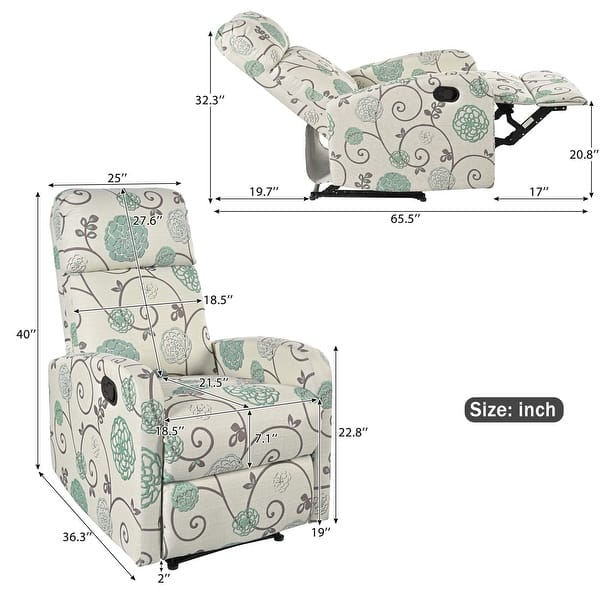 dimension image slide 1 of 2, Gaius Class Fabric Recliner by Christopher Knight Home