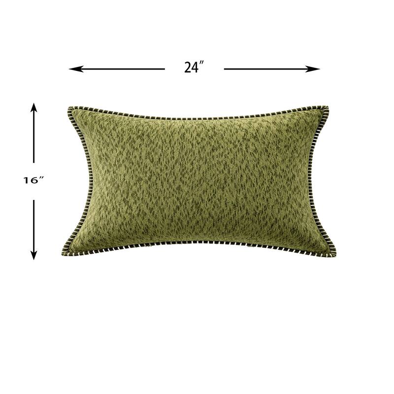 Textured Throw Pillow with Stitched Contrast Edge Set of 2