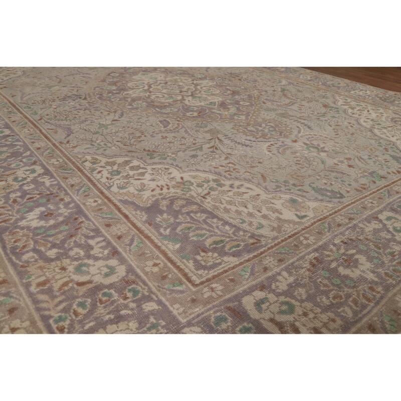 Traditional Tabriz Persian Vintage Area Rug Handmade Wool Carpet - 7'10" x 10'7"