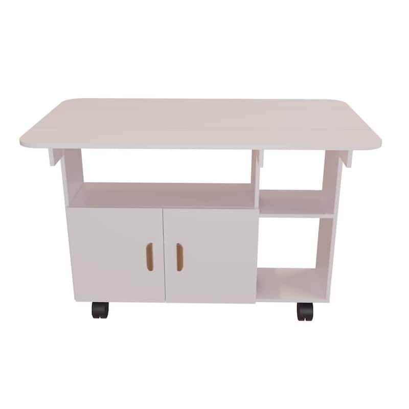 Rectangle Folding Dining Table with Wheels Kitchen Table with Drawer
