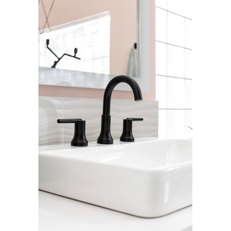 Delta Trinsic Widespread Bathroom Faucet with Metal Drain Assembly -