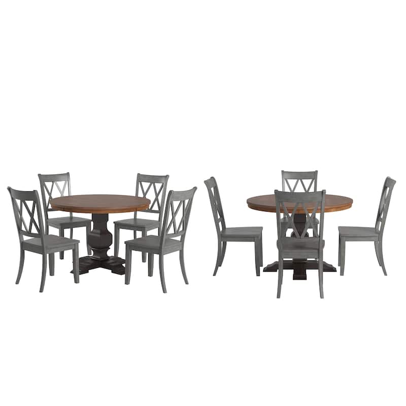 Ronda 45" Round Solid Wood Top Dining Set with X-Back Chairs