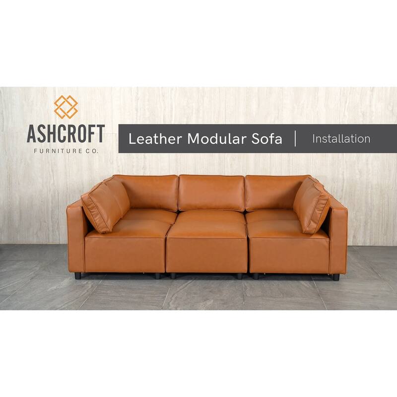 Magnus Mid-Century Modern Modular Sectional Leather Sofa