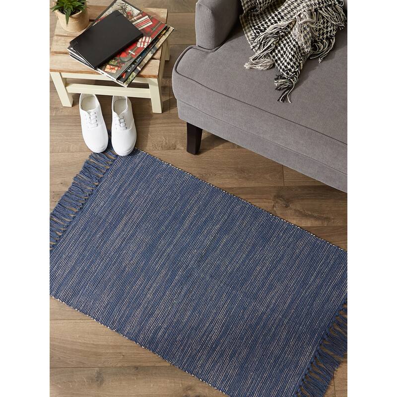DII Gray and Off White 2-Tone Ribbed Rug 2x3 Ft - 24.0 In. L X 36.0 In. W X 0.2 In. H