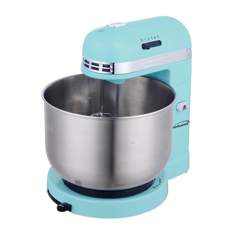 Brentwood 5 Speed Stand Mixer with 3.5Qt Stainless Steel Mixing Bowl Blue