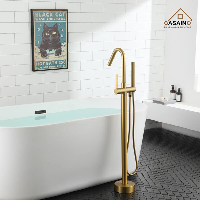 CASAINC Freestanding Single-Handle Bathtub Faucet with Hand Shower